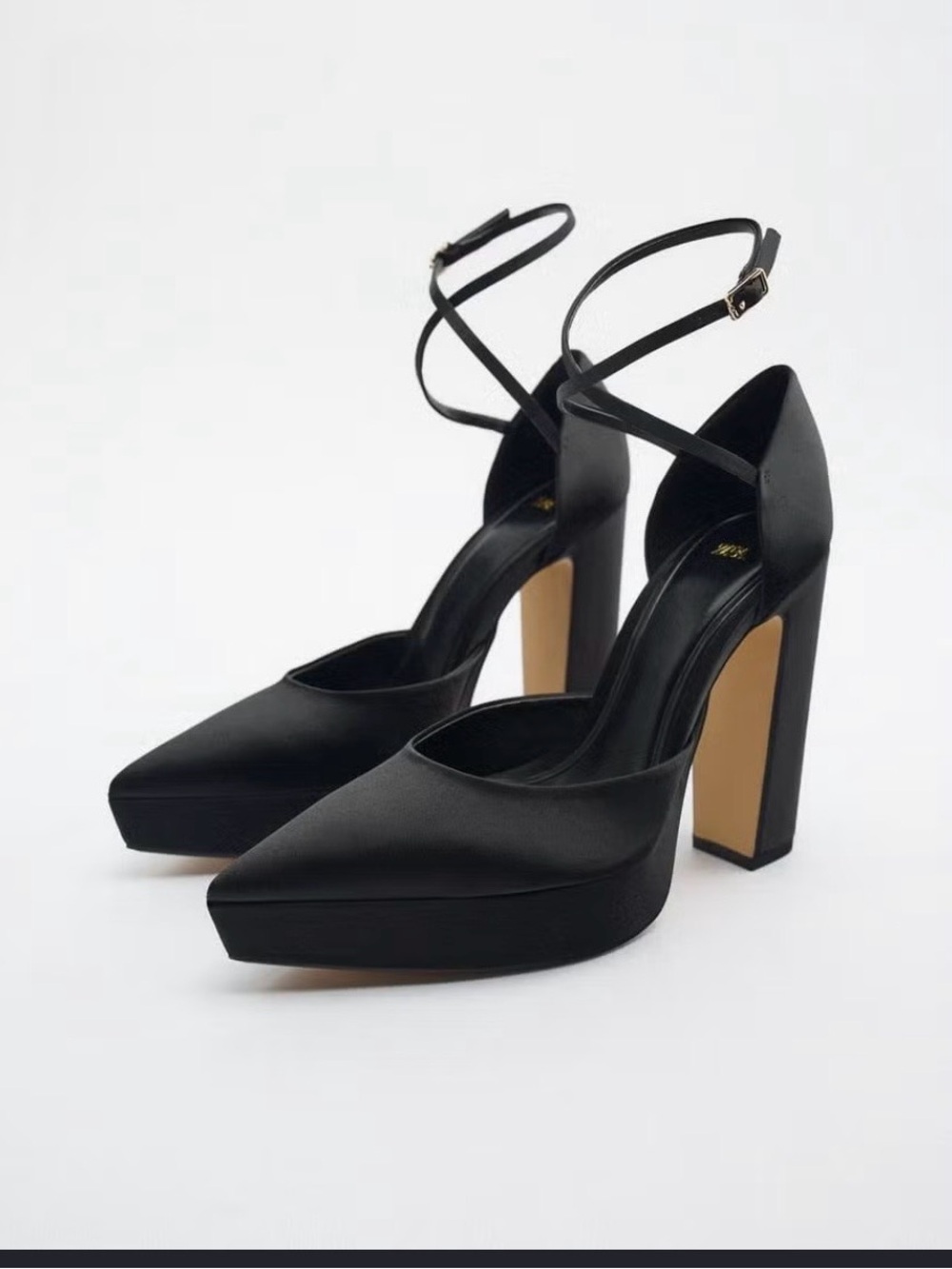 Zara Black Ankle-Strap Platform Pumps size 37